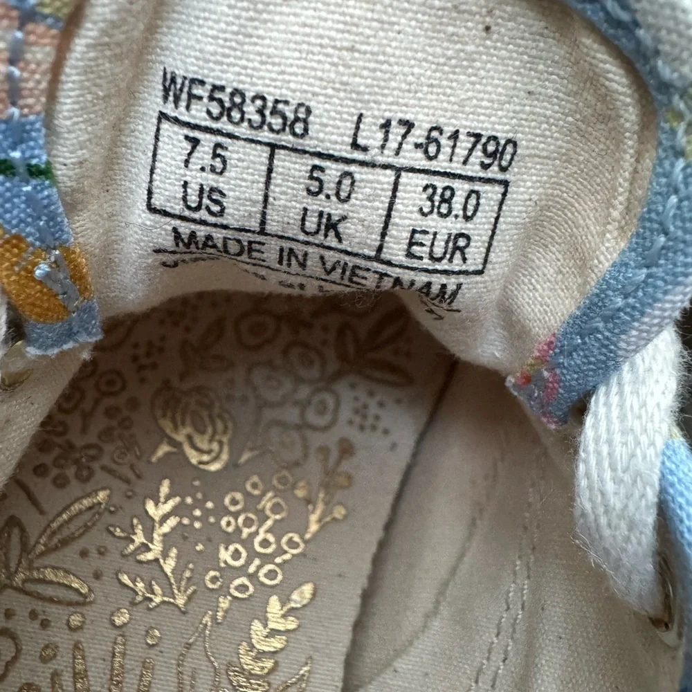 Keds Rifle Paper Company Floral Canvas Sneakers with Blue and gold Accents - Picture 7 of 8